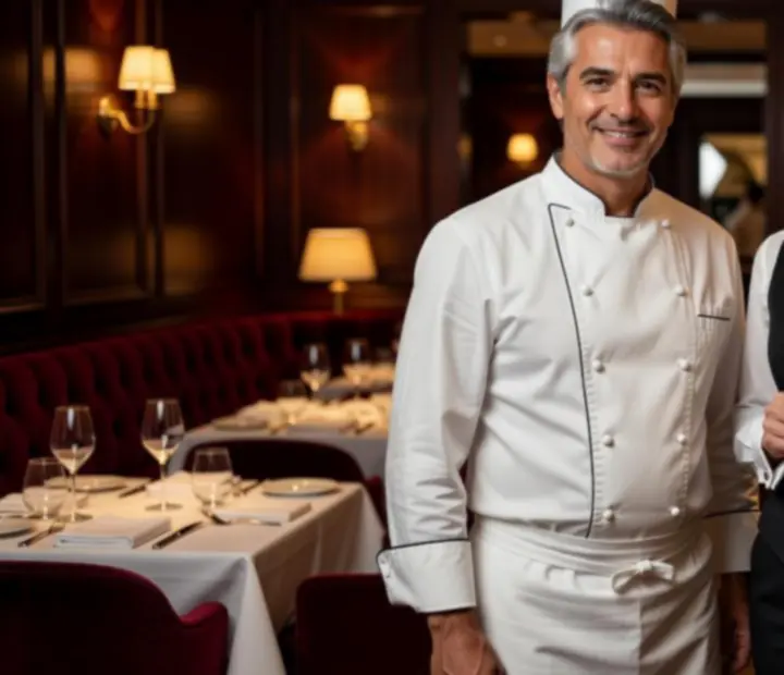 Szef kuchni i sommelier w eleganckiej restauracji