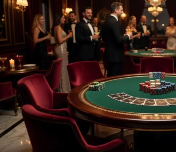 Elegancka, towarzyska rozrywka pokerowa przy symbolicznym stole