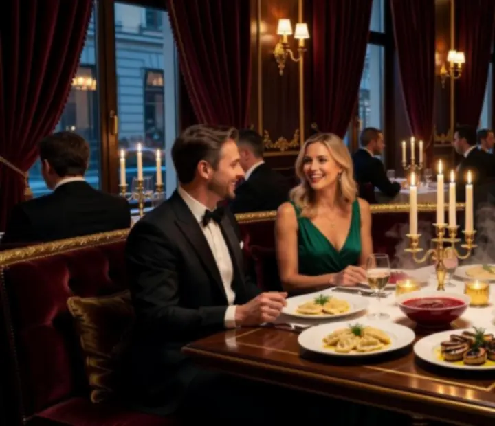Klimatyczna aranżacja wieczornego wydarzenia w eleganckiej restauracji